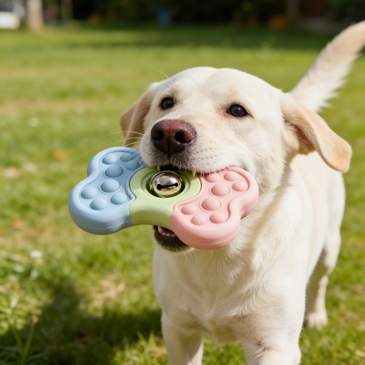 Pop-It Bone Dog Toy - Interactive Fidget Chew Toy with Built-in Bell for Small to Medium Dogs