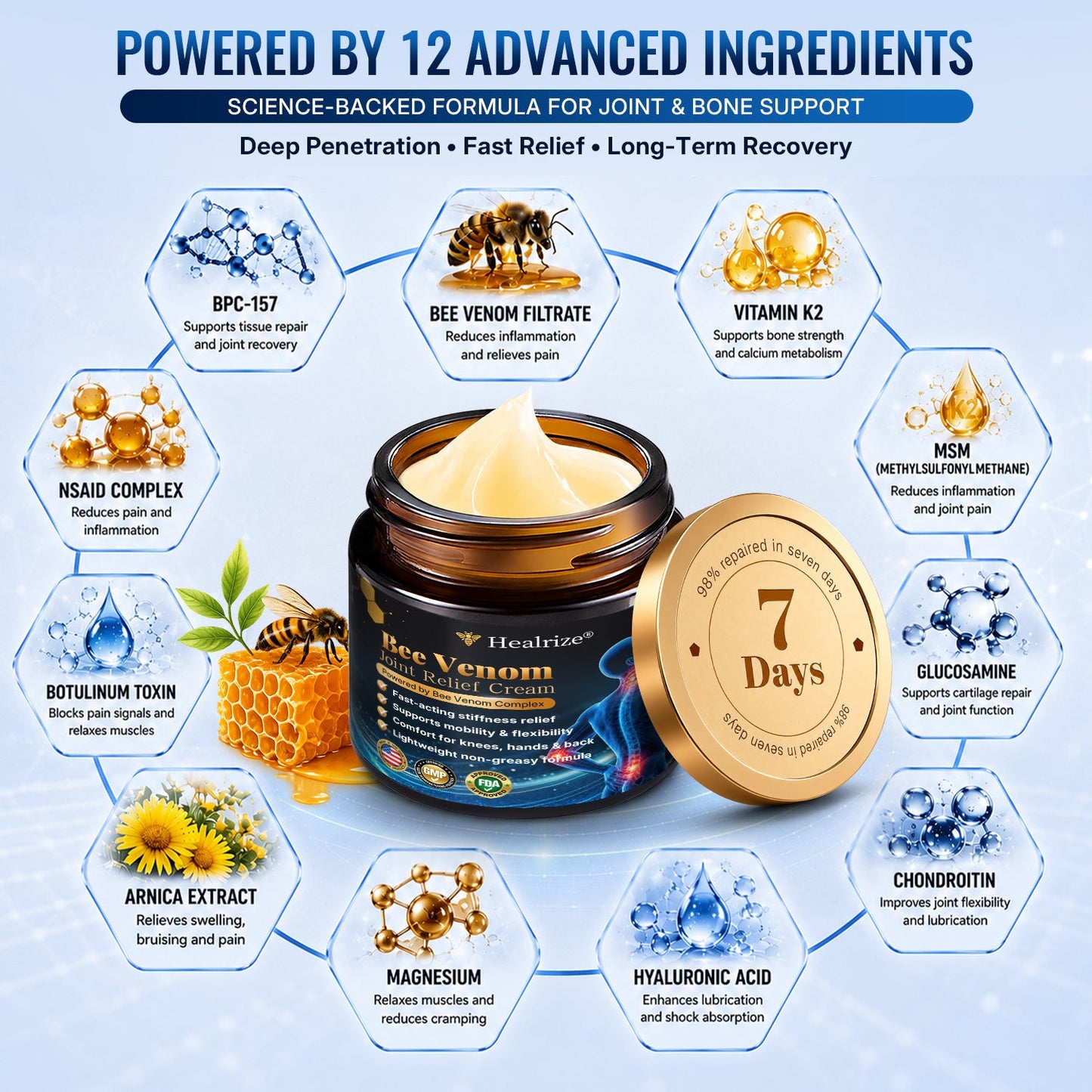 🎁Healrize® Bee Venom Joint Relief Cream 💞Fast-Acting Comfort for Stiff Knees, Hands, Back & Everyday Joint Discomfort.