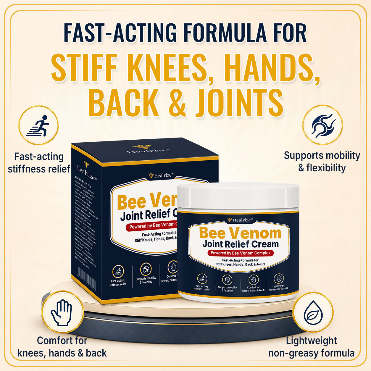 🔥 Healrize® Bee Venom Joint Relief Cream – Fast-Acting Shoulders, Hands, Back & Joint Comfort | Move Freely Again（美国英语）