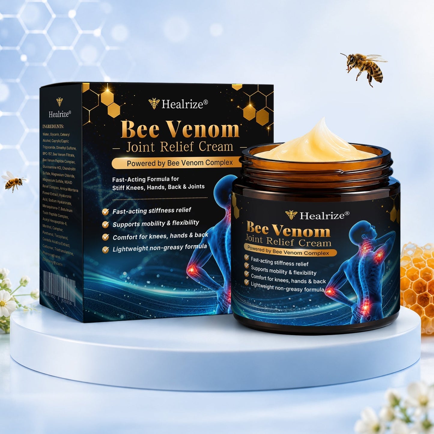 🎁Healrize® Bee Venom Joint Relief Cream 💞Targets stiff, sore joints in knees, hands, shoulders, back & more — so you can move easier every day.
