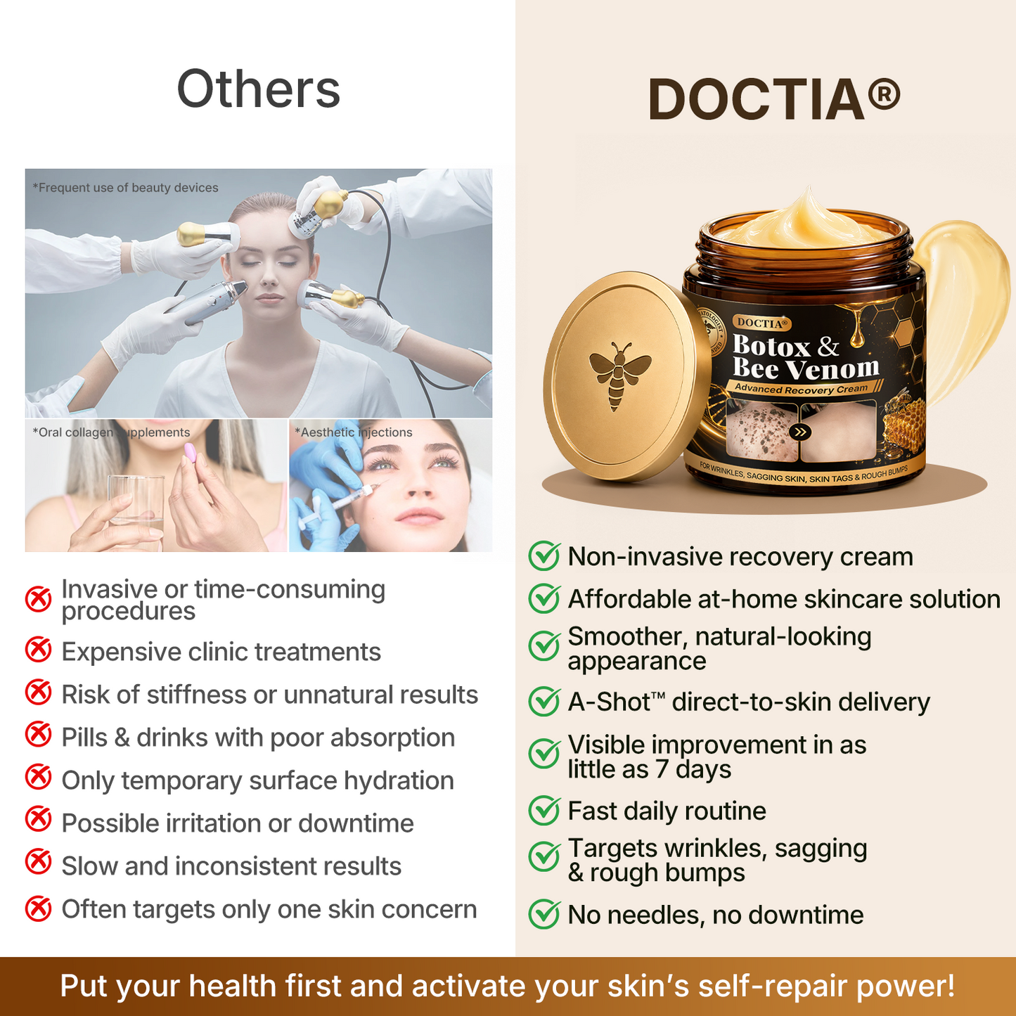 👑Made and Shipped from UK ✨🔥 DOCTIA® Botox & Bee Venom Advanced Recovery Cream—For Wrinkles, Sagging Skin, Skin Tags & Rough Bumps