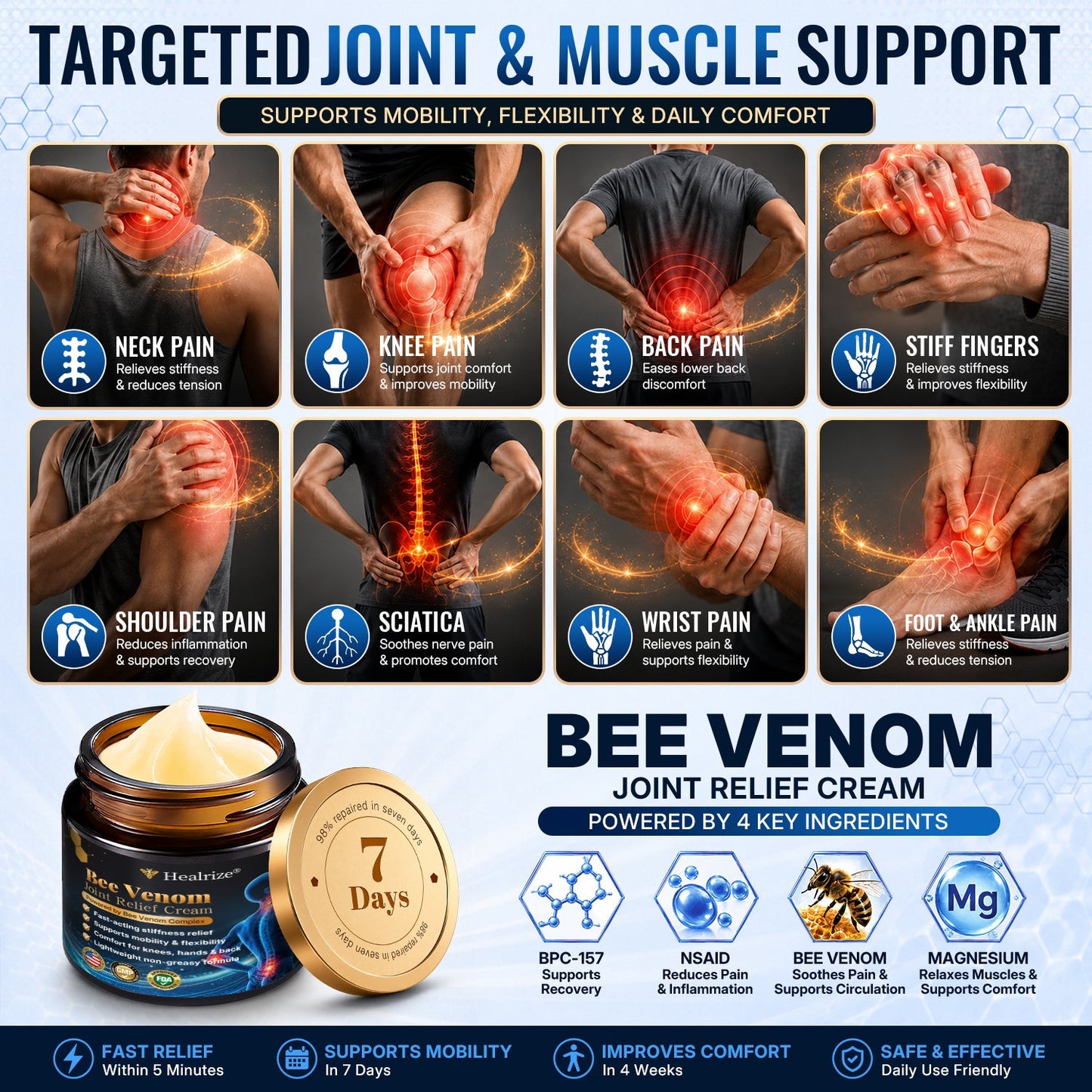 🎁Healrize® Bee Venom Joint Relief Cream 💞Fast-Acting Comfort for Stiff Knees, Hands, Back & Everyday Joint Discomfort.