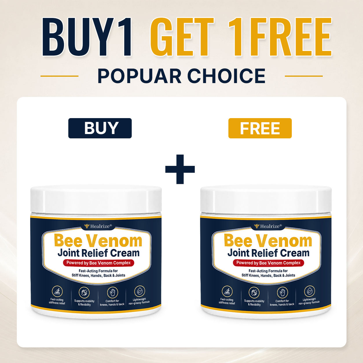 🔥 Healrize® Bee Venom Joint Relief Cream – Fast-Acting Shoulders, Hands, Back & Joint Comfort | Move Freely Again（美国英语）