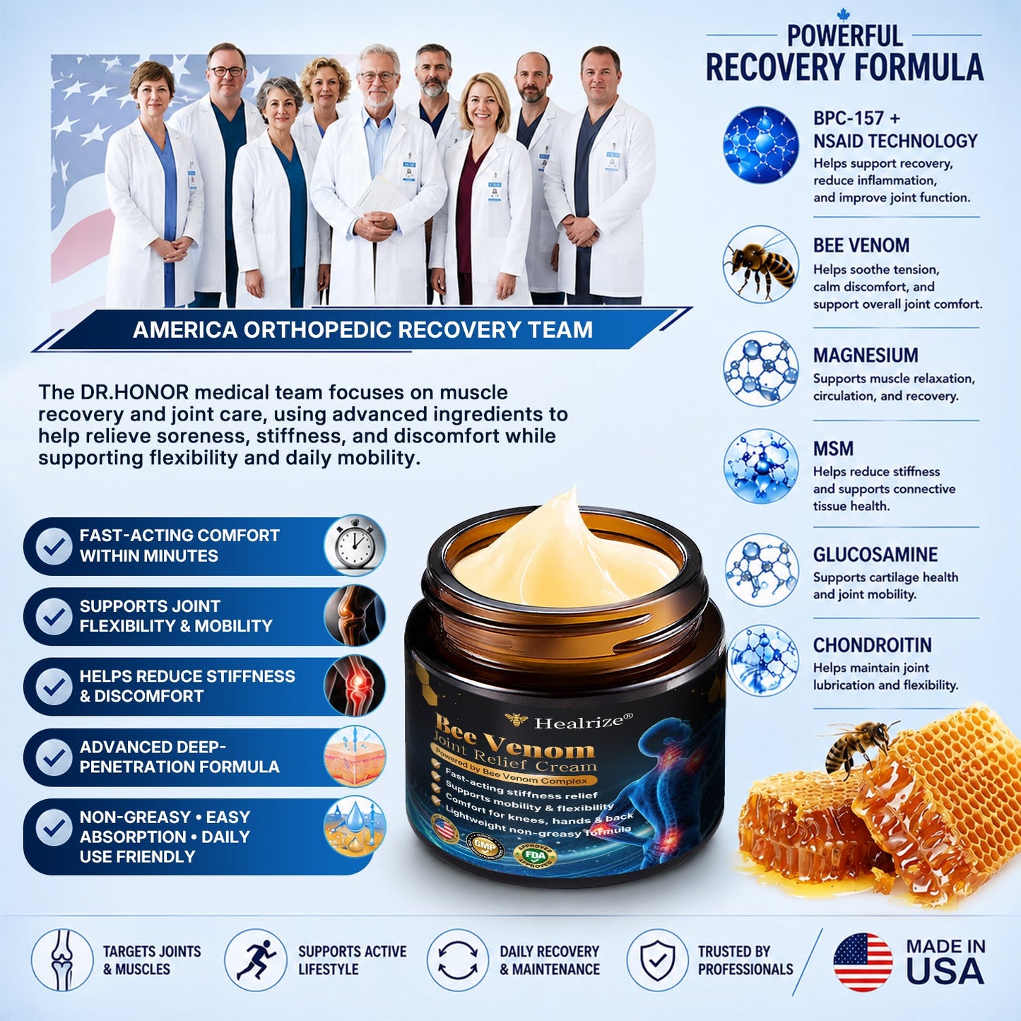 🎁Healrize® Bee Venom Joint Relief Cream 💞Fast-Acting Comfort for Stiff Knees, Hands, Back & Everyday Joint Discomfort.